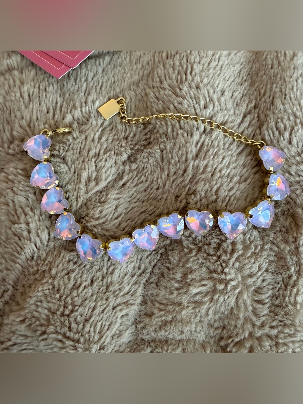 Feed me gems opal Heart Crystal rhinestone bracelet